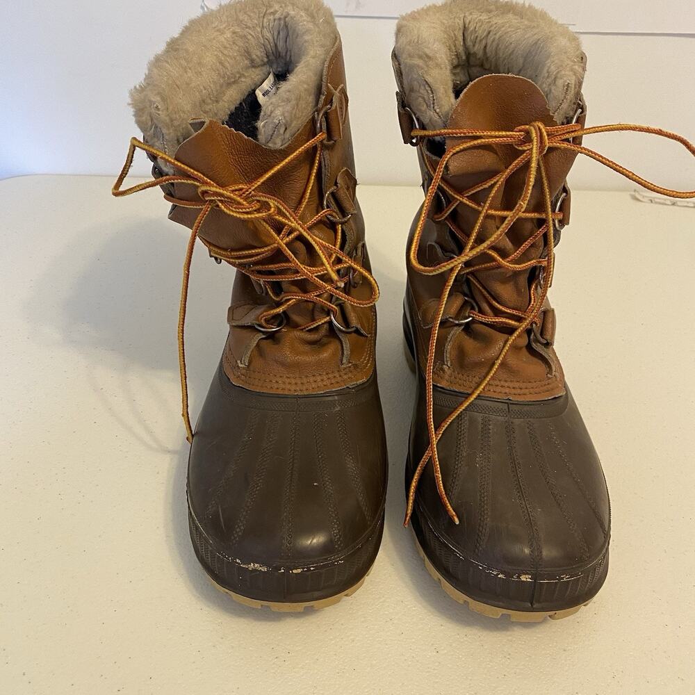 Sorel Scout Boots Men 10US Brown Leather Duck Winter Snow Wool Insulated LaceUp - Picture 8 of 12